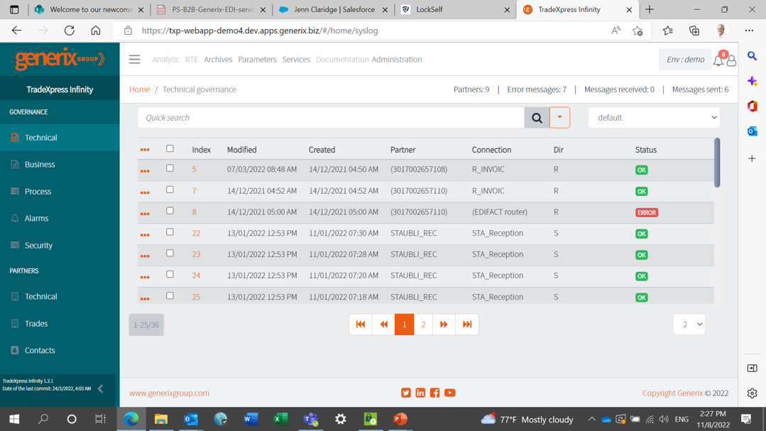 screenshot of Generix EDI